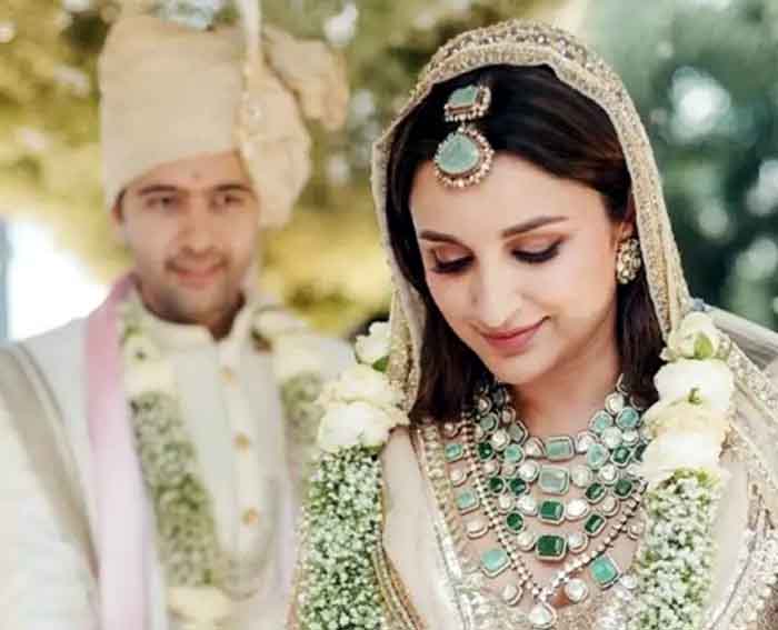 Parineeti Chopra's wedding : शादी में परिणीति चोपड़ा ने पहना बेशकीमती हरे पत्थर से बना हार....